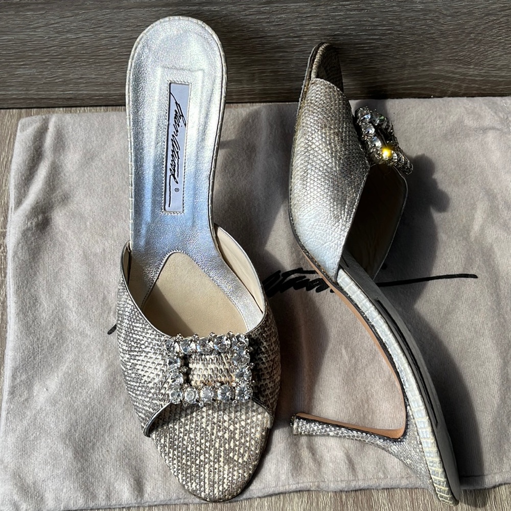 Authentic Brian Atwood Lizard Skin/Swarovski Crystal Sandals